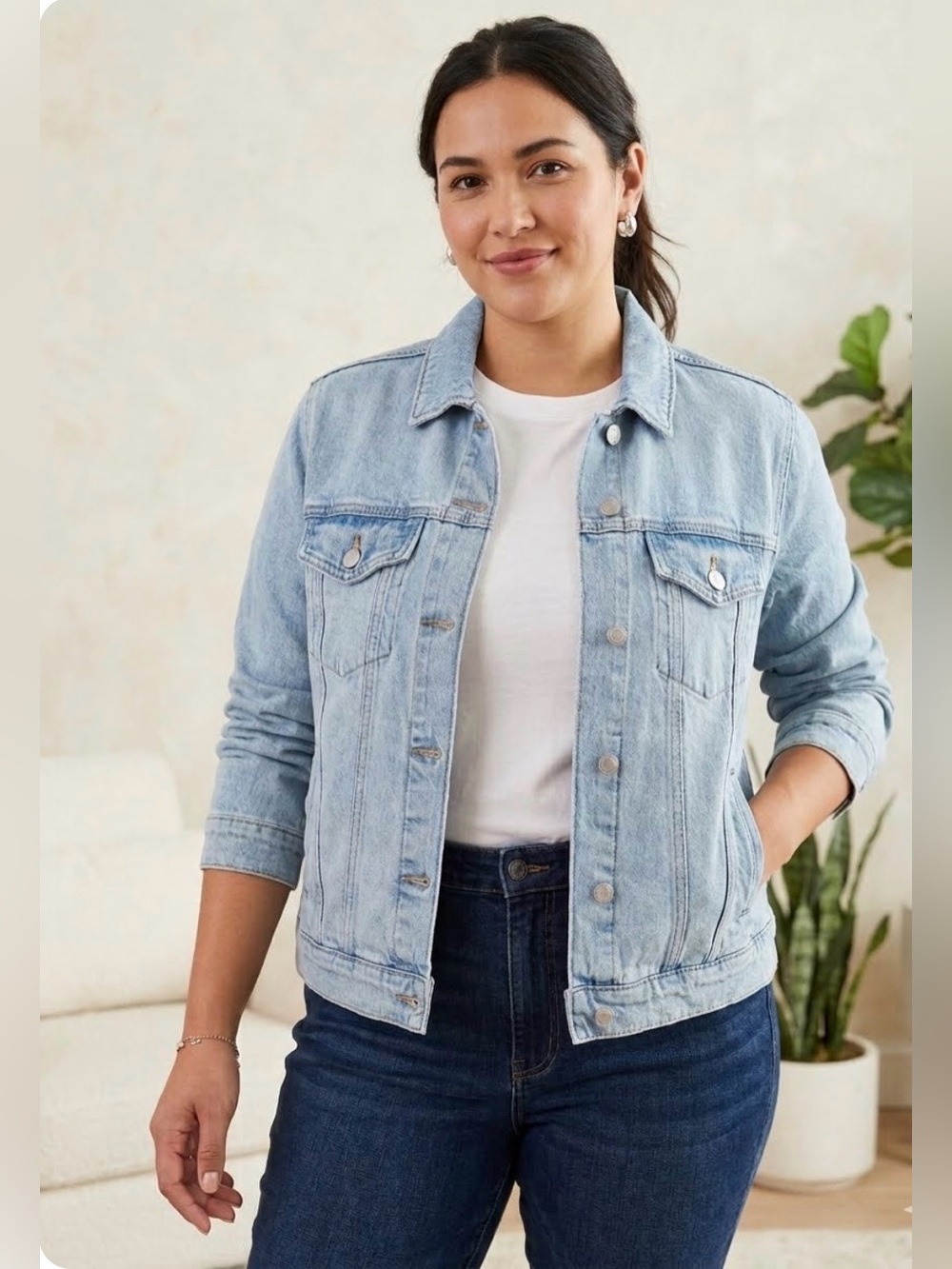 Universal Thread Light Blue Denim Jacket PTP 22” shoulders 20”